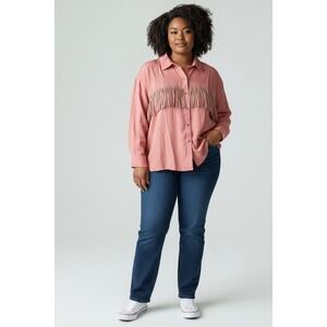 Savanna Jane Pink Fringe Rhinestone Sequin Western Button Up Rodeo Shirt NEW